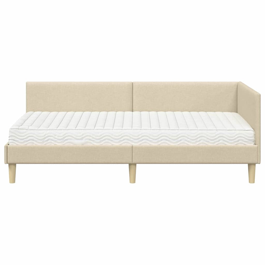 Cadre de lit d’angle avec matelas Autre 2 pc Crème tissu - XIOS
