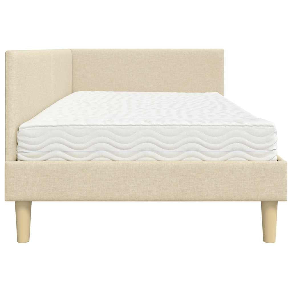 Cadre de lit d’angle avec matelas Autre 2 pc Crème tissu - XIOS