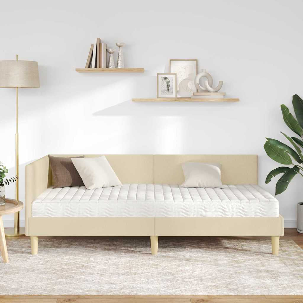 Cadre de lit d’angle avec matelas Autre 2 pc Crème tissu - XIOS