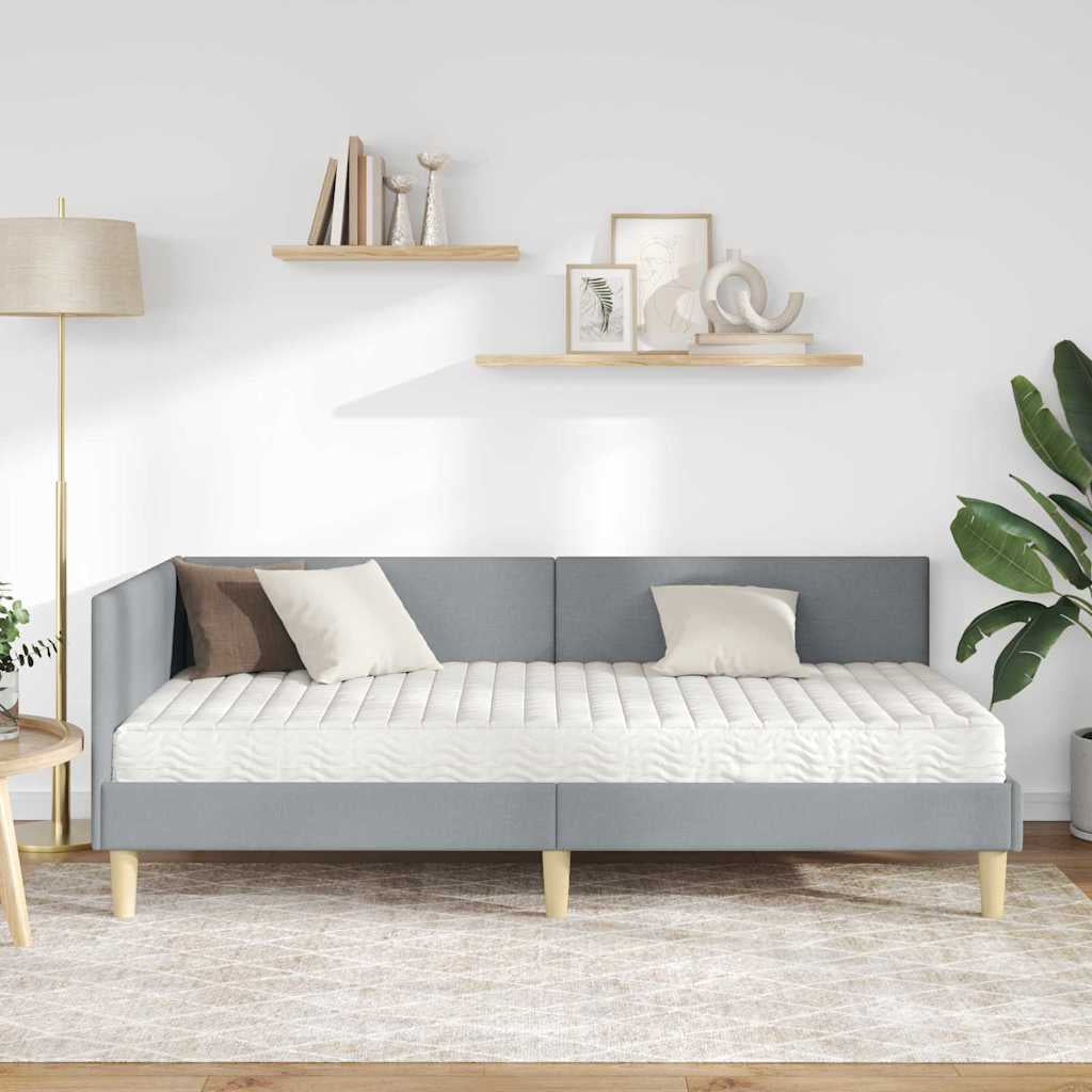 Cadre de lit d’angle avec matelas Autre 2 pc Gris clair tissu - XIOS