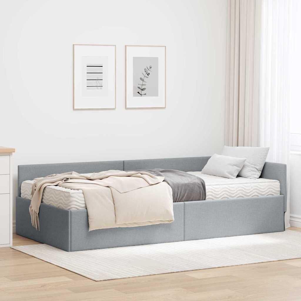 Cadre de lit d’angle avec matelas Autre 2 pc Gris clair tissu - XIOS