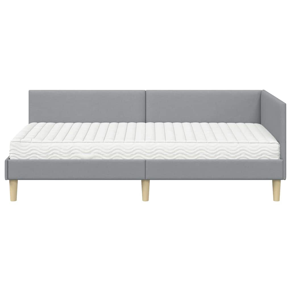Cadre de lit d’angle avec matelas Autre 2 pc Gris clair tissu - XIOS