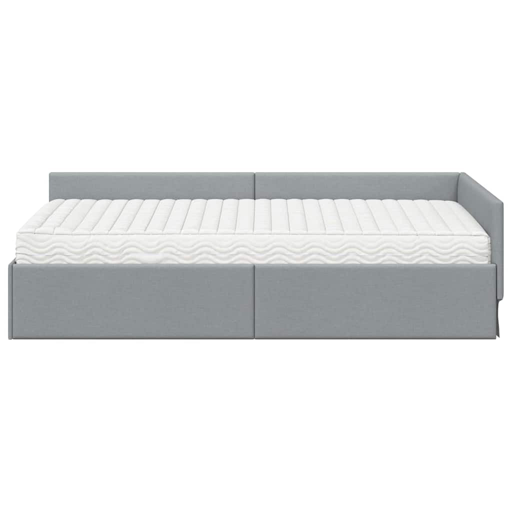 Cadre de lit d’angle avec matelas Autre 2 pc Gris clair tissu - XIOS