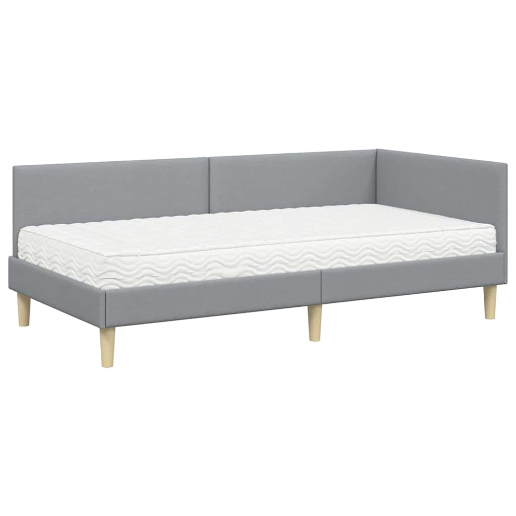 Cadre de lit d’angle avec matelas Autre 2 pc Gris clair tissu - XIOS