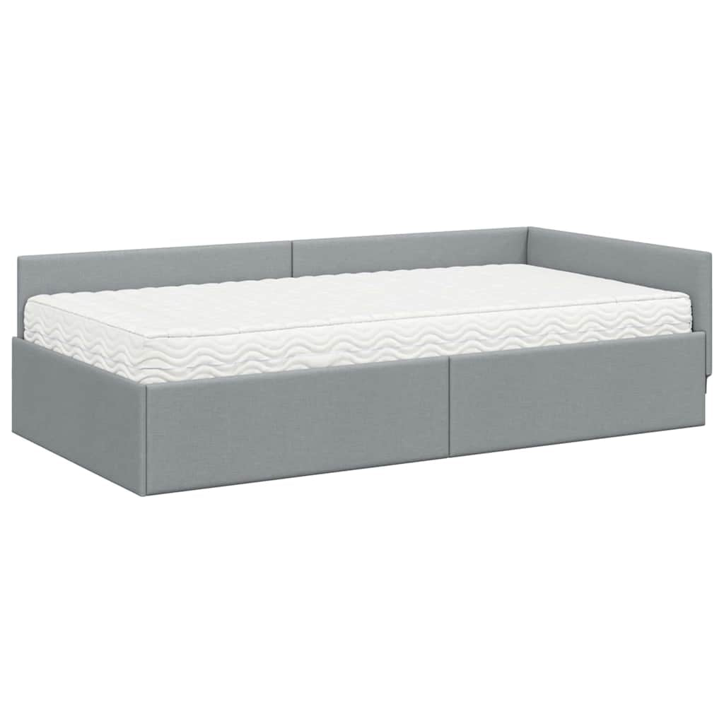 Cadre de lit d’angle avec matelas Autre 2 pc Gris clair tissu - XIOS