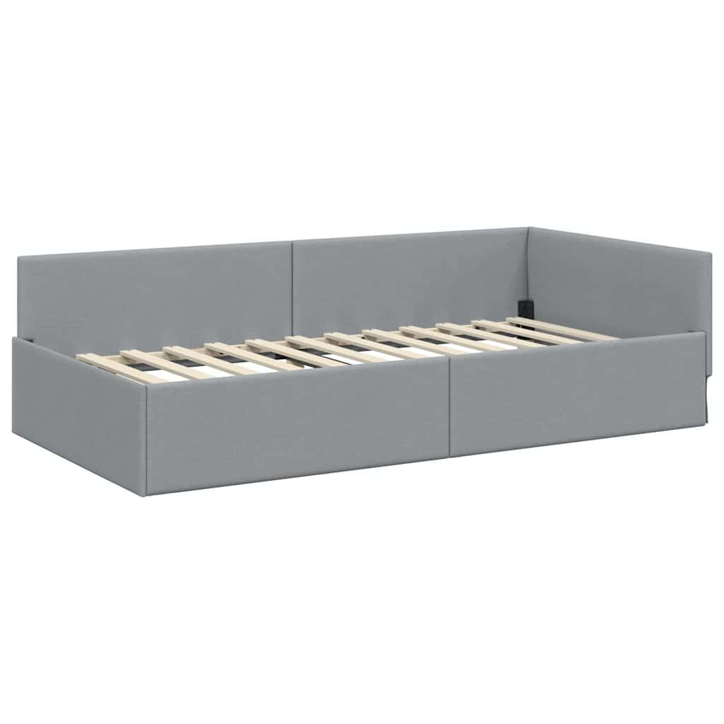 Cadre de lit d’angle avec matelas Autre 2 pc Gris clair tissu - XIOS