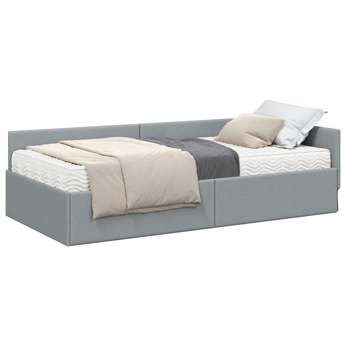 Cadre de lit d’angle avec matelas Autre 2 pc Gris clair tissu - XIOS