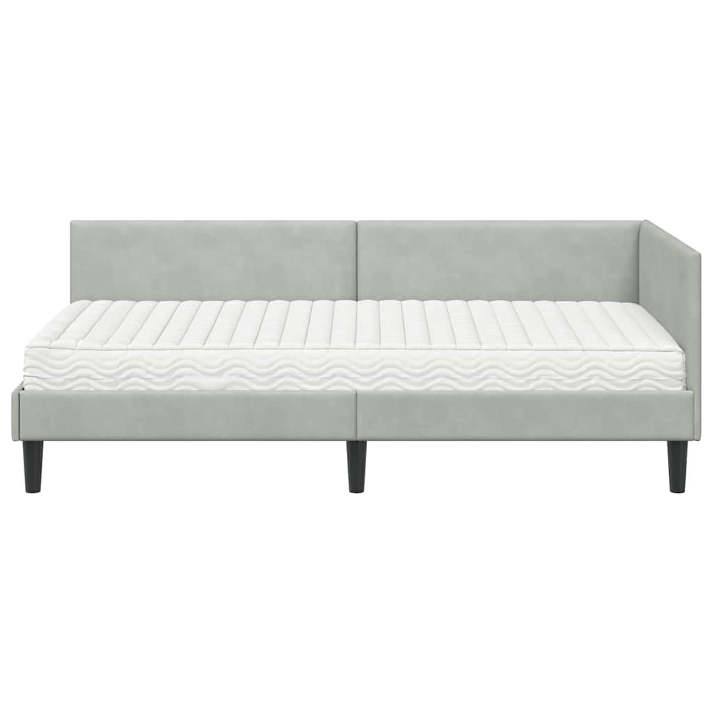 Cadre de lit d’angle avec matelas Autre 2 pc Gris clair Velours - XIOS