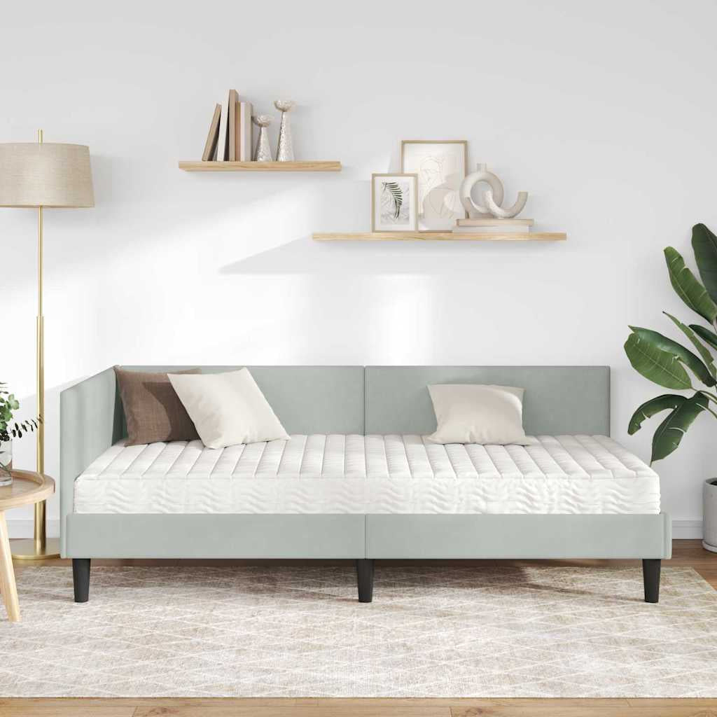 Cadre de lit d’angle avec matelas Autre 2 pc Gris clair Velours - XIOS
