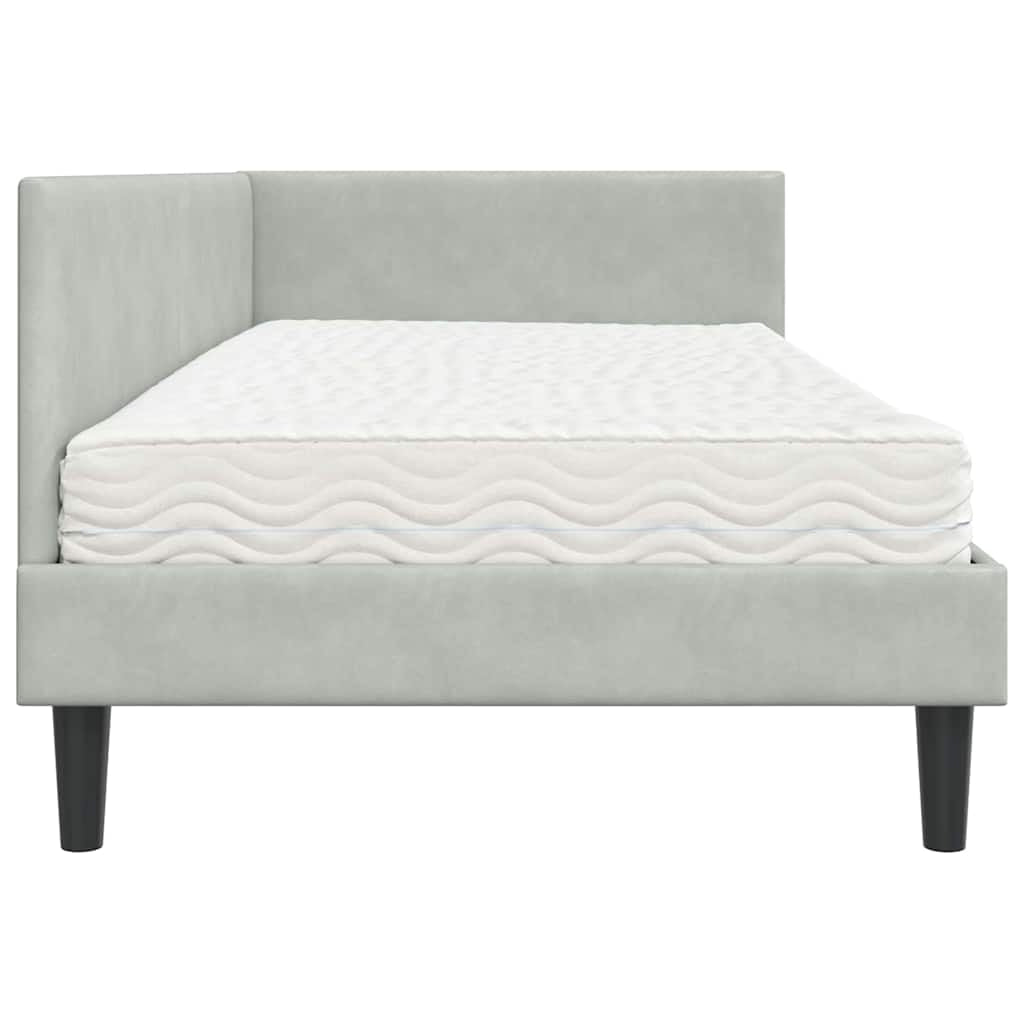 Cadre de lit d’angle avec matelas Autre 2 pc Gris clair Velours - XIOS