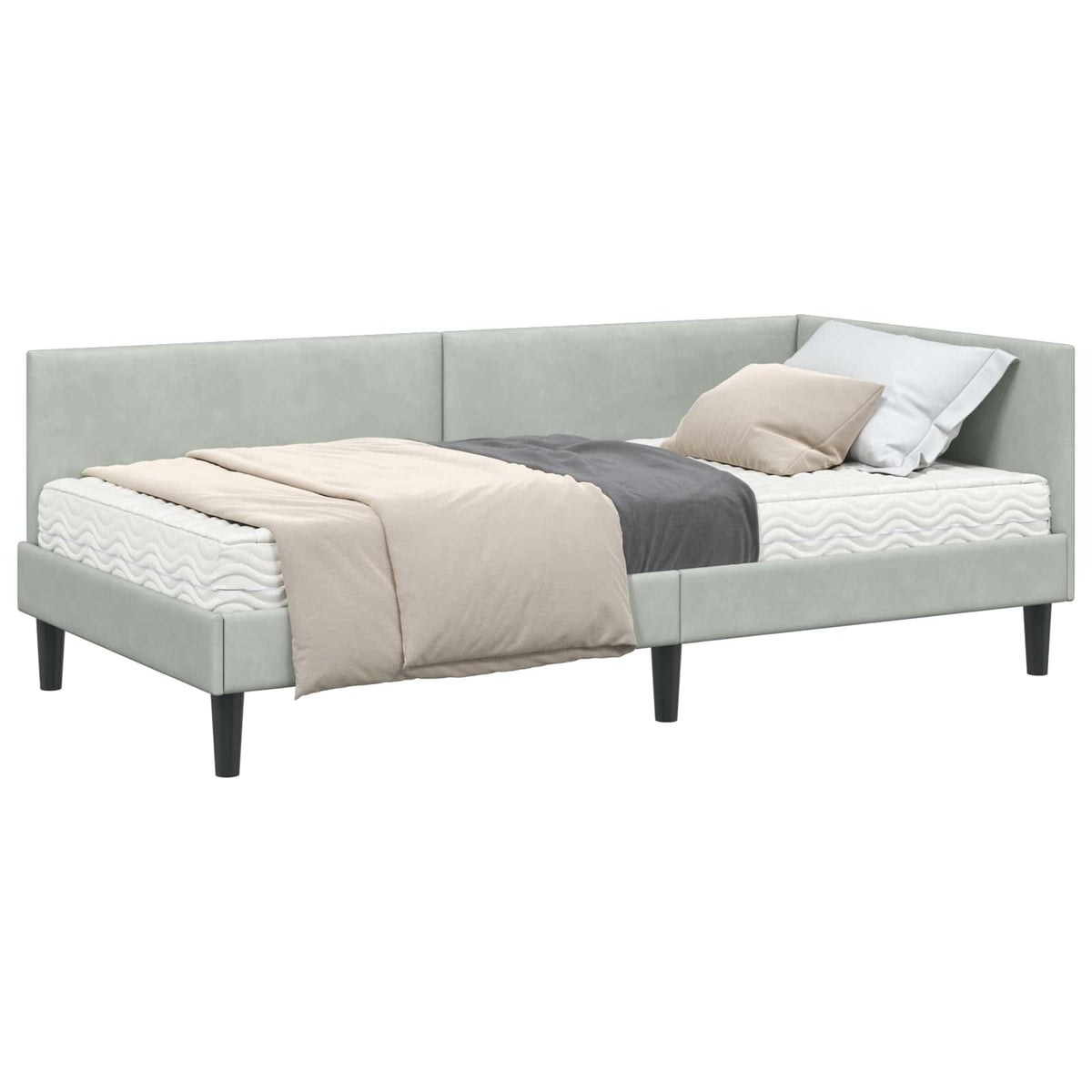 Cadre de lit d’angle avec matelas Autre 2 pc Gris clair Velours - XIOS