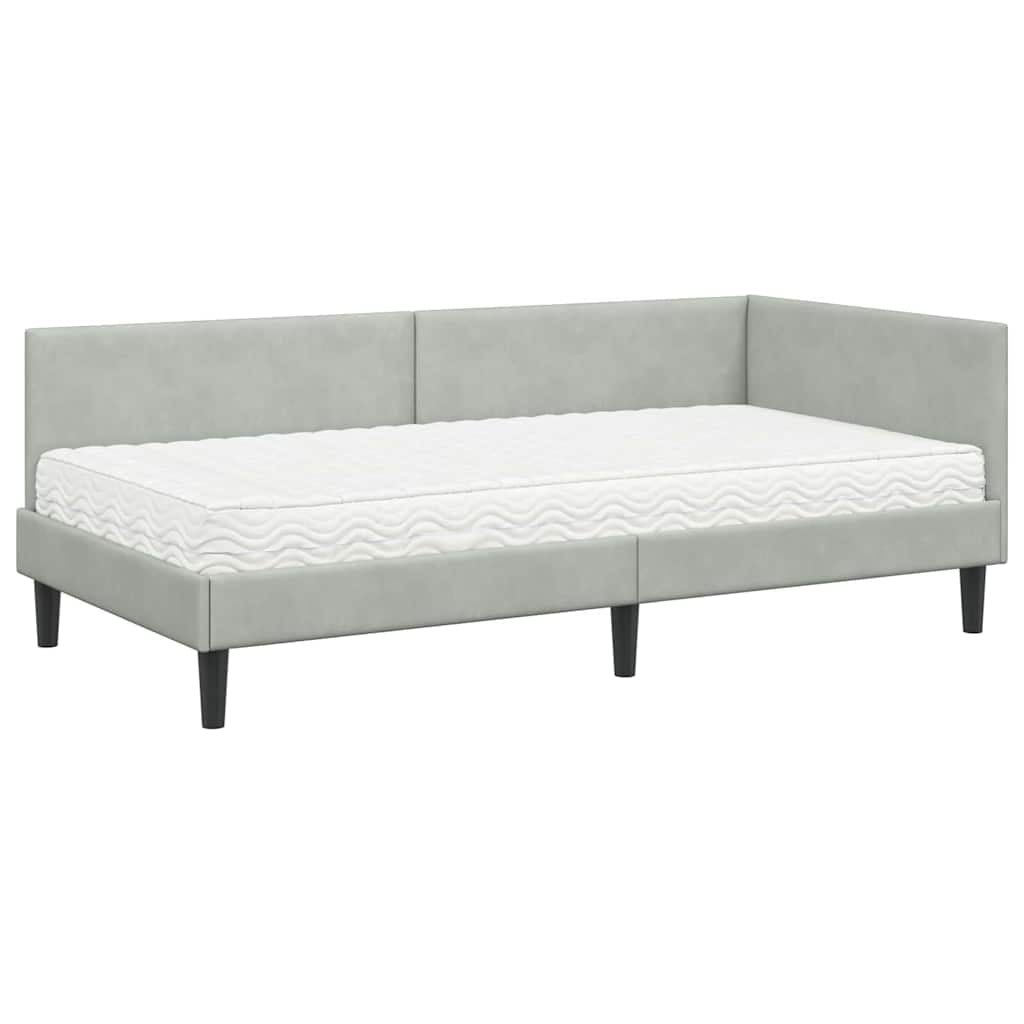 Cadre de lit d’angle avec matelas Autre 2 pc Gris clair Velours - XIOS