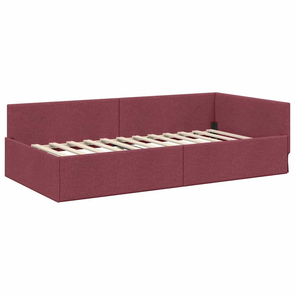 Cadre de lit d’angle avec matelas Autre 2 pc Gris tissu - XIOS