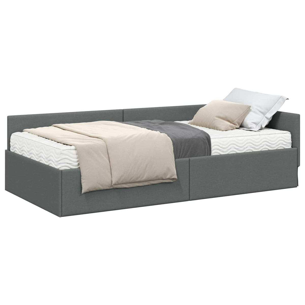 Cadre de lit d’angle avec matelas Autre 2 pc Gris tissu - XIOS