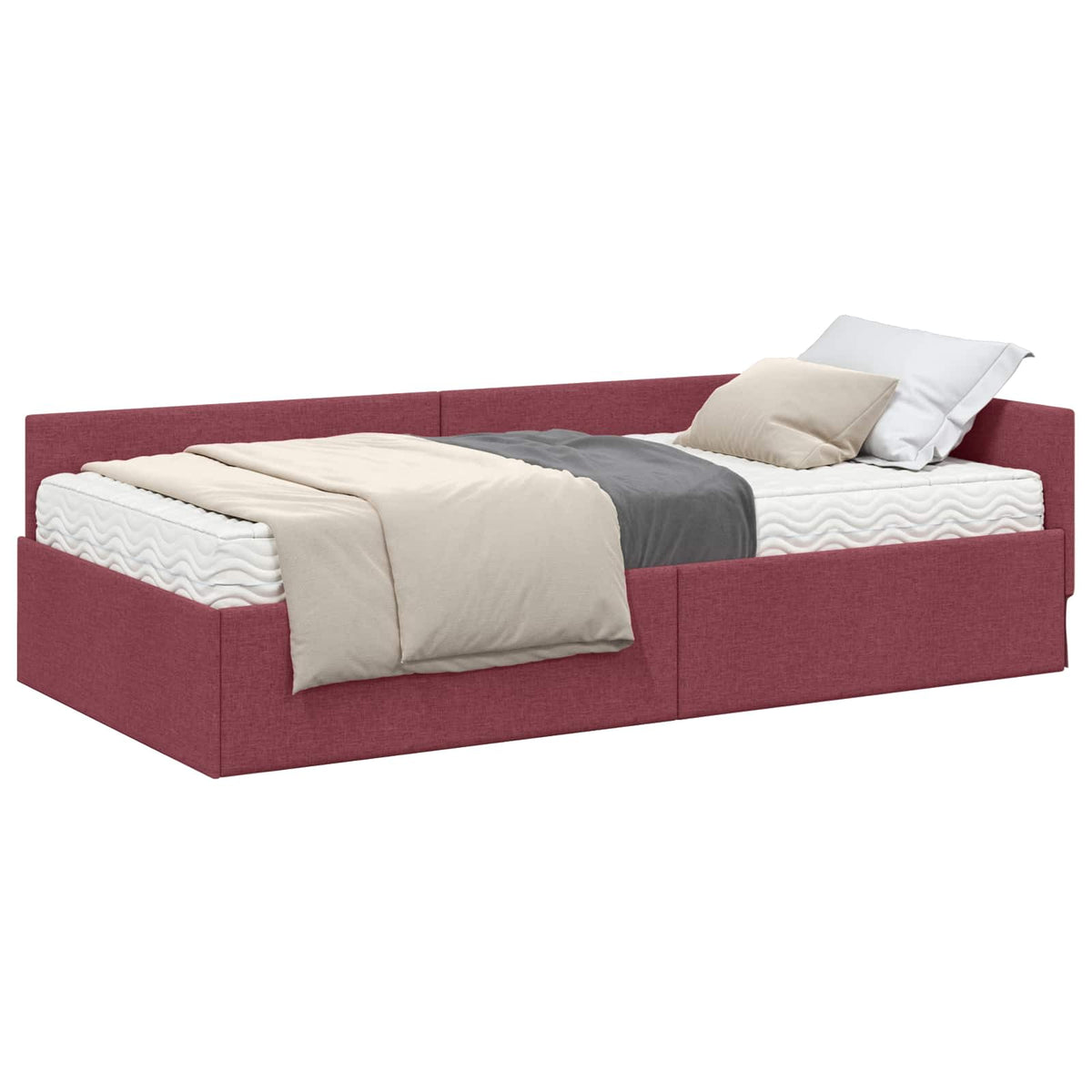 Cadre de lit d’angle avec matelas Autre 2 pc Gris tissu - XIOS