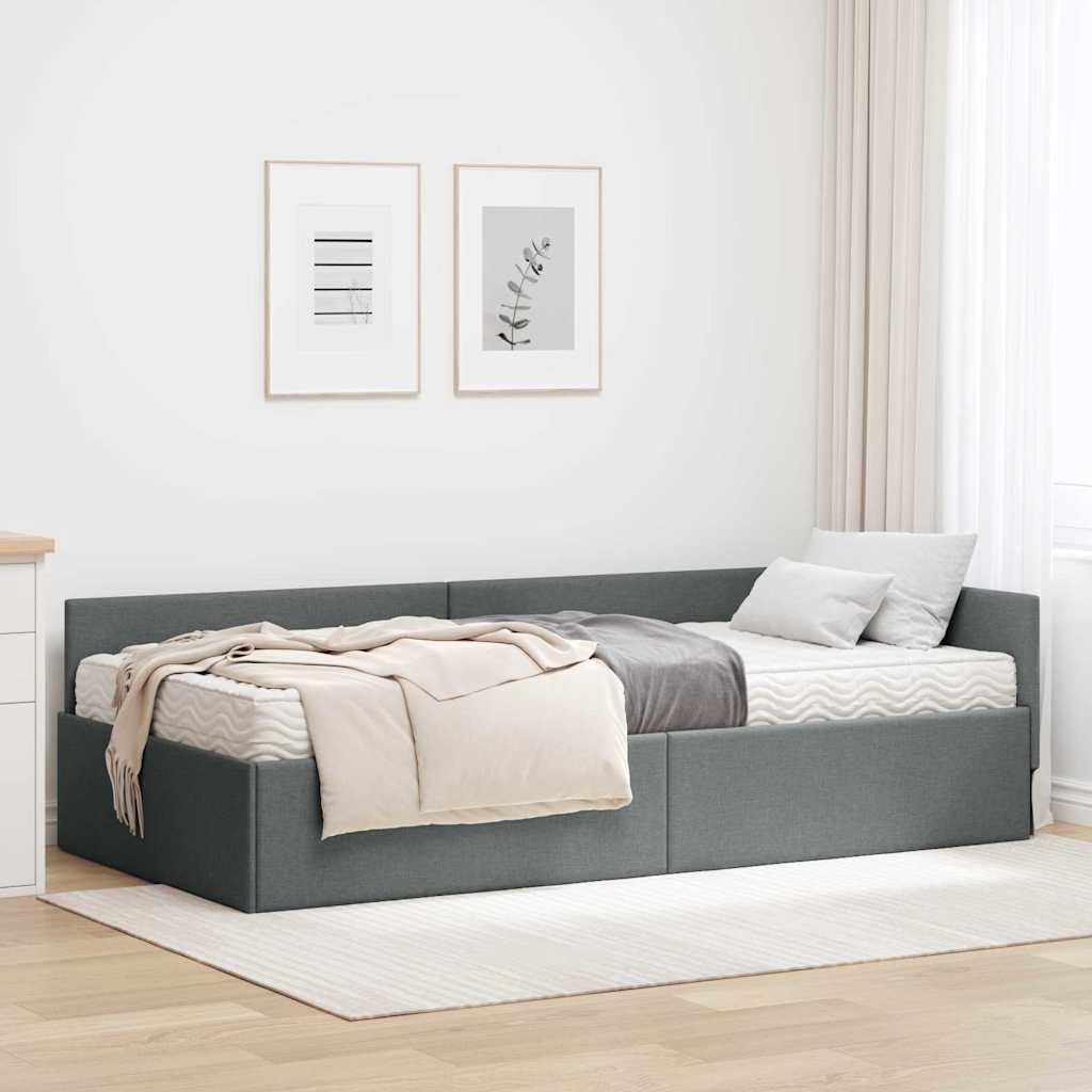 Cadre de lit d’angle avec matelas Autre 2 pc Gris tissu - XIOS