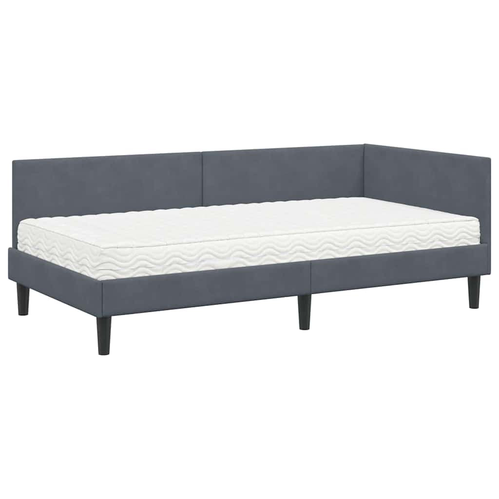 Cadre de lit d’angle avec matelas Autre 2 pc Gris Velours - XIOS