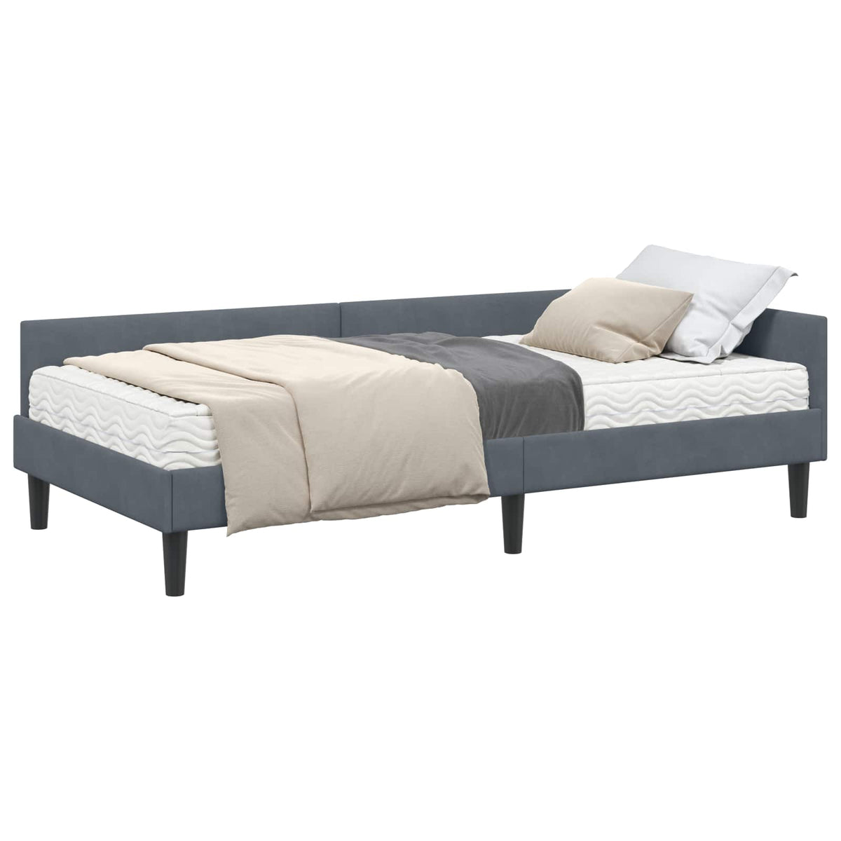 Cadre de lit d’angle avec matelas Autre 2 pc Gris Velours - XIOS
