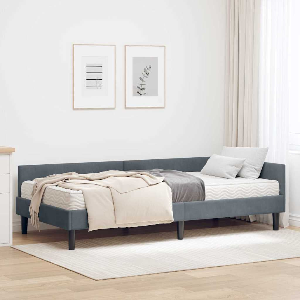 Cadre de lit d’angle avec matelas Autre 2 pc Gris Velours - XIOS