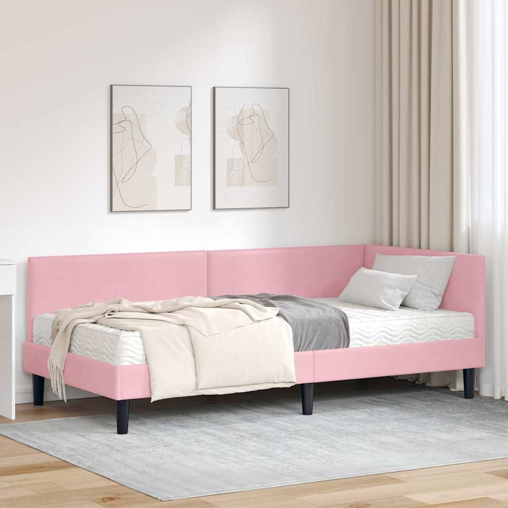 Cadre de lit d’angle avec matelas Autre 2 pc Gris Velours - XIOS
