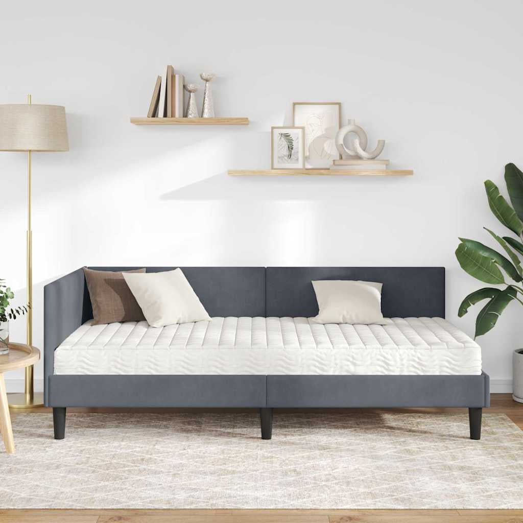 Cadre de lit d’angle avec matelas Autre 2 pc Gris Velours - XIOS