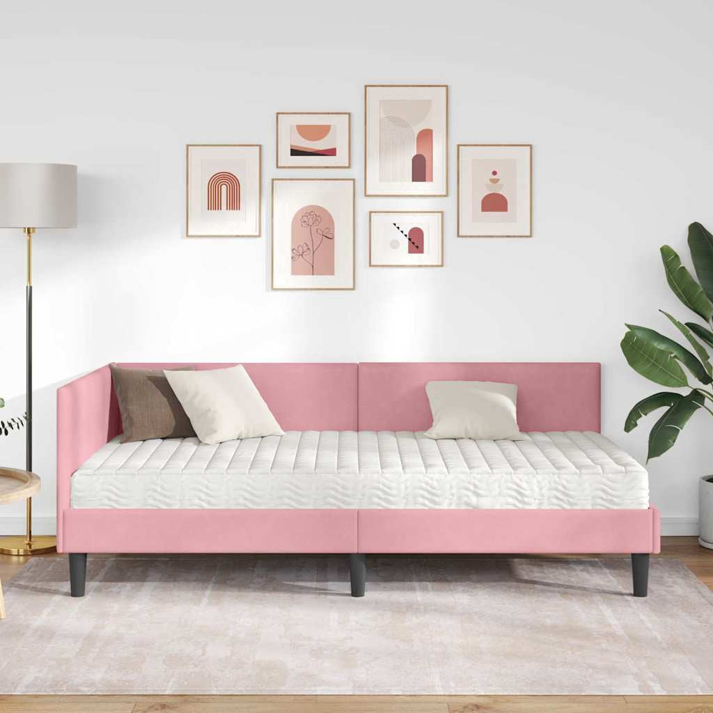 Cadre de lit d’angle avec matelas Autre 2 pc Gris Velours - XIOS