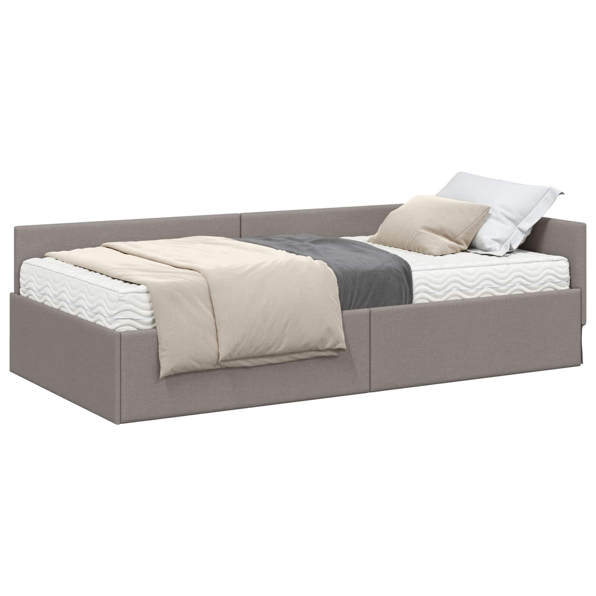 Cadre de lit d’angle avec matelas Autre 2 pc Taupe tissu - XIOS