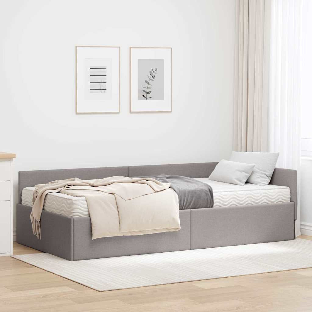 Cadre de lit d’angle avec matelas Autre 2 pc Taupe tissu - XIOS