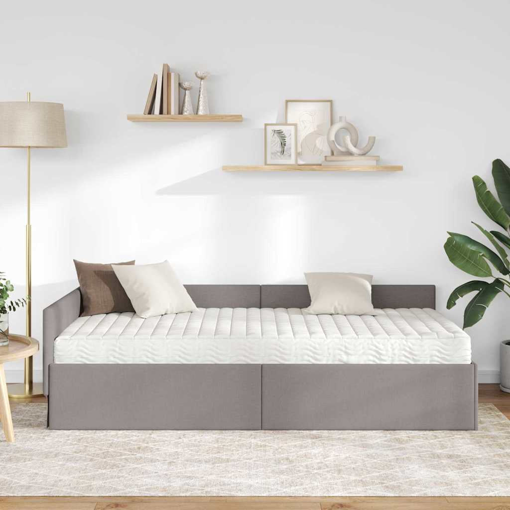 Cadre de lit d’angle avec matelas Autre 2 pc Taupe tissu - XIOS