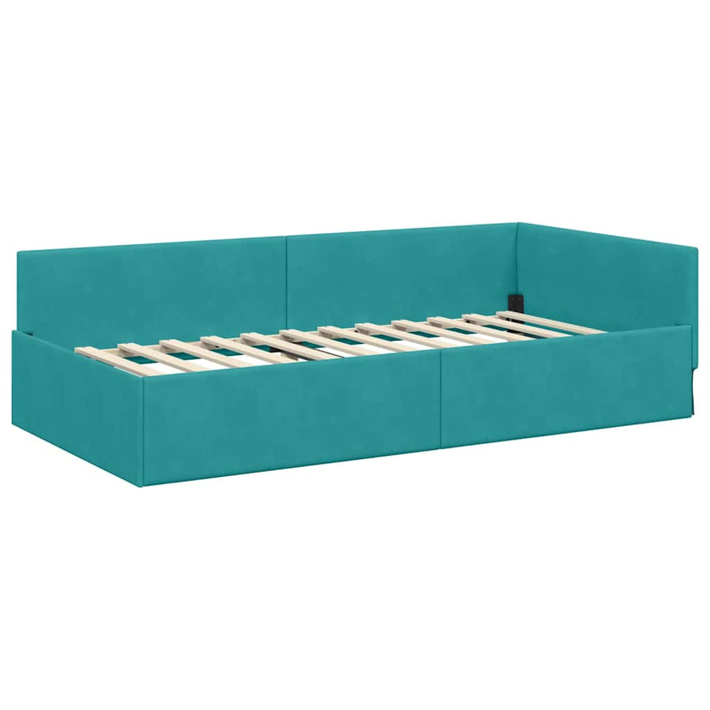 Cadre de lit d’angle avec matelas Autre 2 pc Turquoise Velours - XIOS