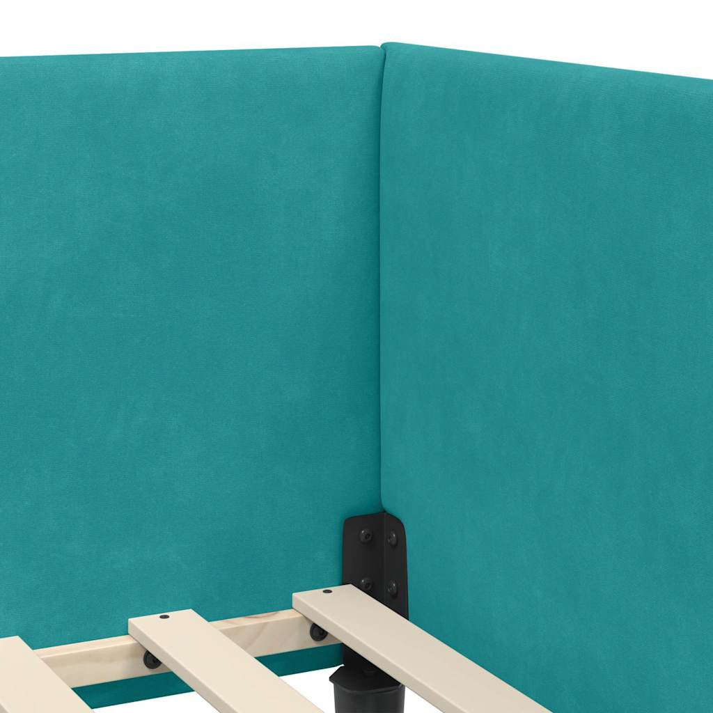 Cadre de lit d’angle avec matelas Autre 2 pc Turquoise Velours - XIOS