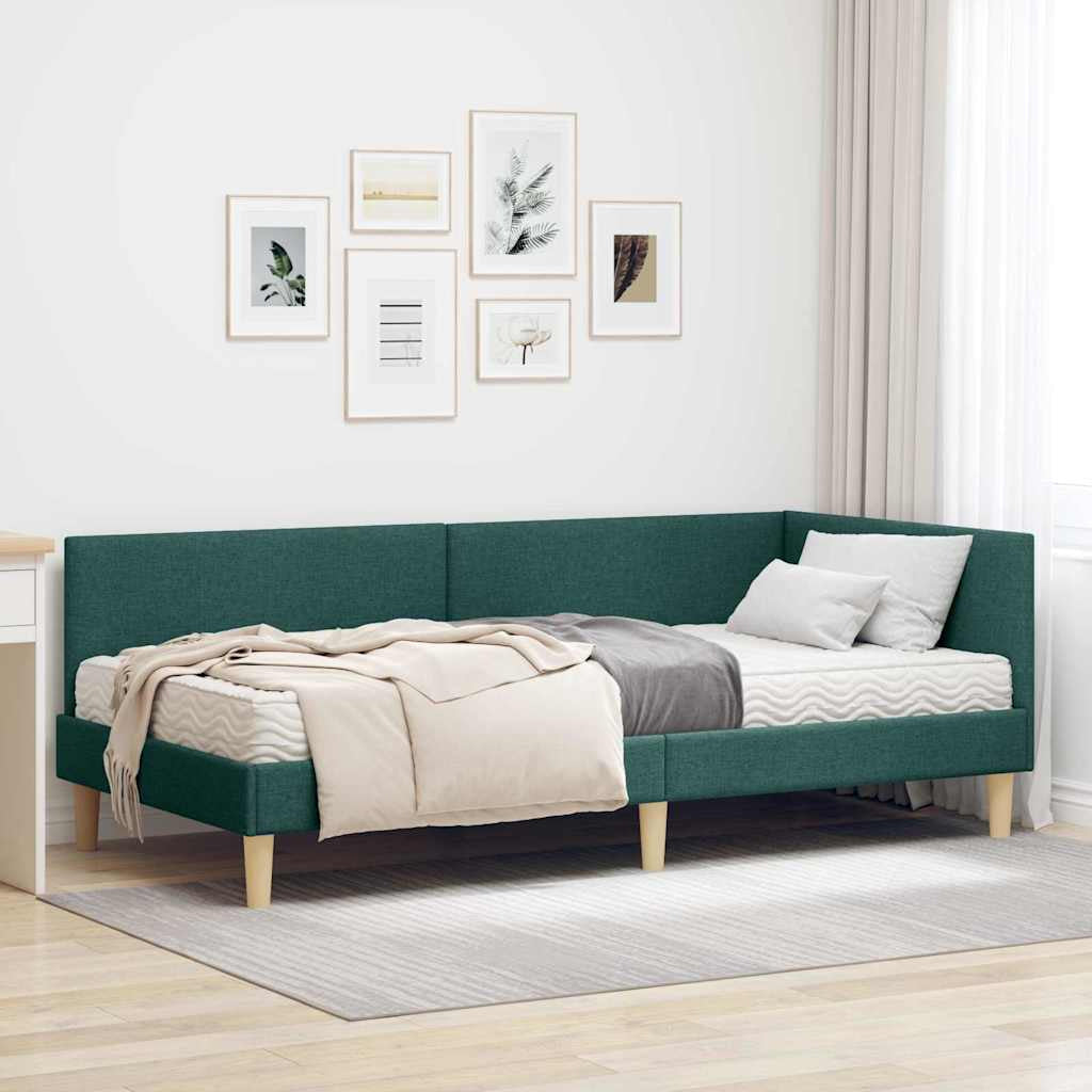 Cadre de lit d’angle avec matelas Autre 2 pc Vert tissu - XIOS
