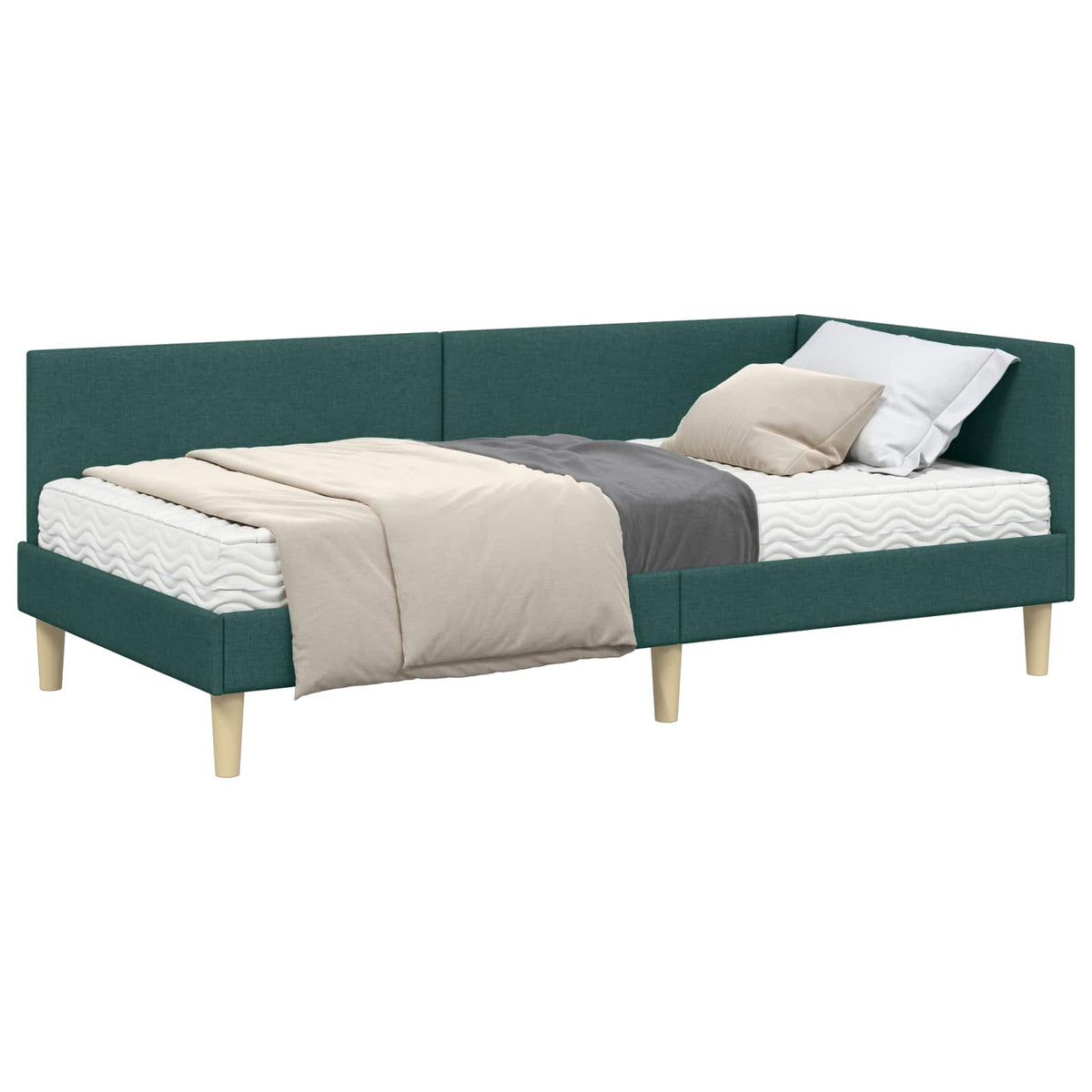 Cadre de lit d’angle avec matelas Autre 2 pc Vert tissu - XIOS