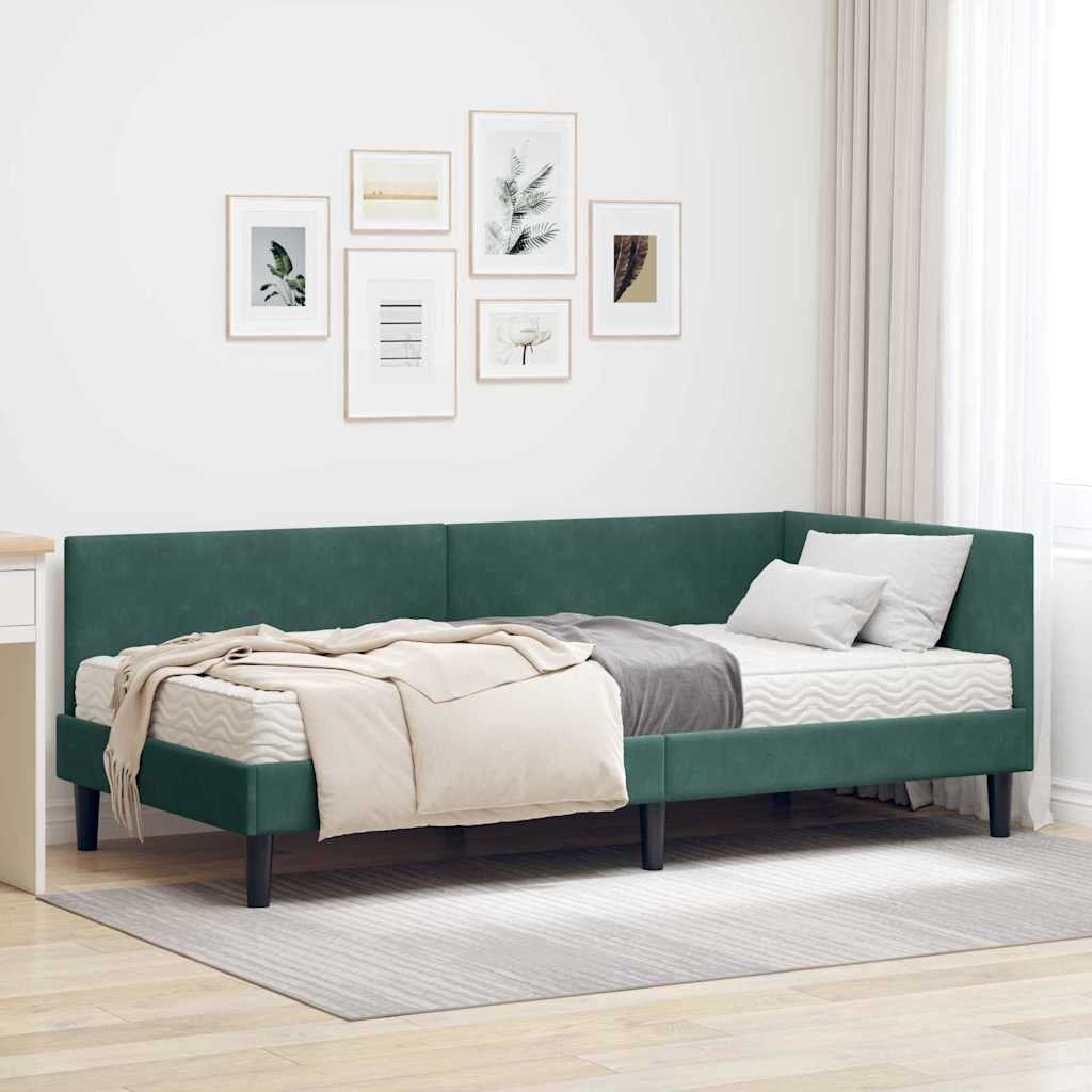 Cadre de lit d’angle avec matelas Autre 2 pc Vert Velours - XIOS