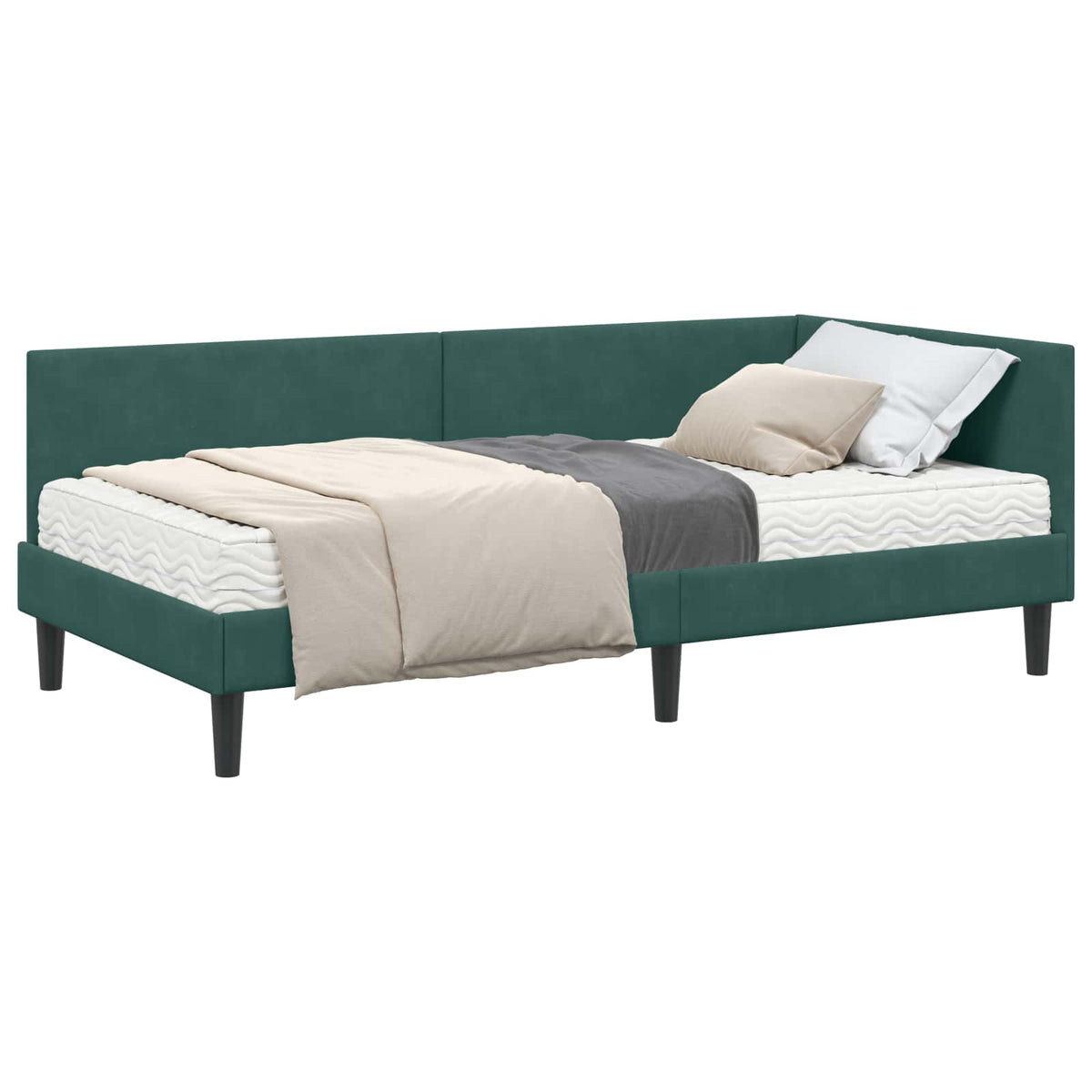 Cadre de lit d’angle avec matelas Autre 2 pc Vert Velours - XIOS