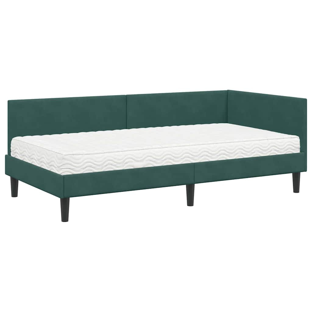 Cadre de lit d’angle avec matelas Autre 2 pc Vert Velours - XIOS