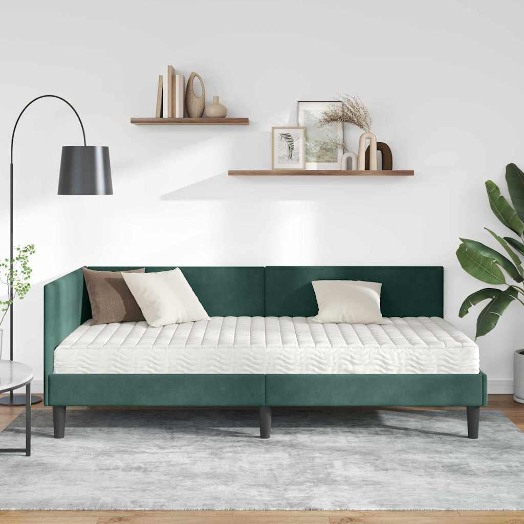 Cadre de lit d’angle avec matelas Autre 2 pc Vert Velours - XIOS
