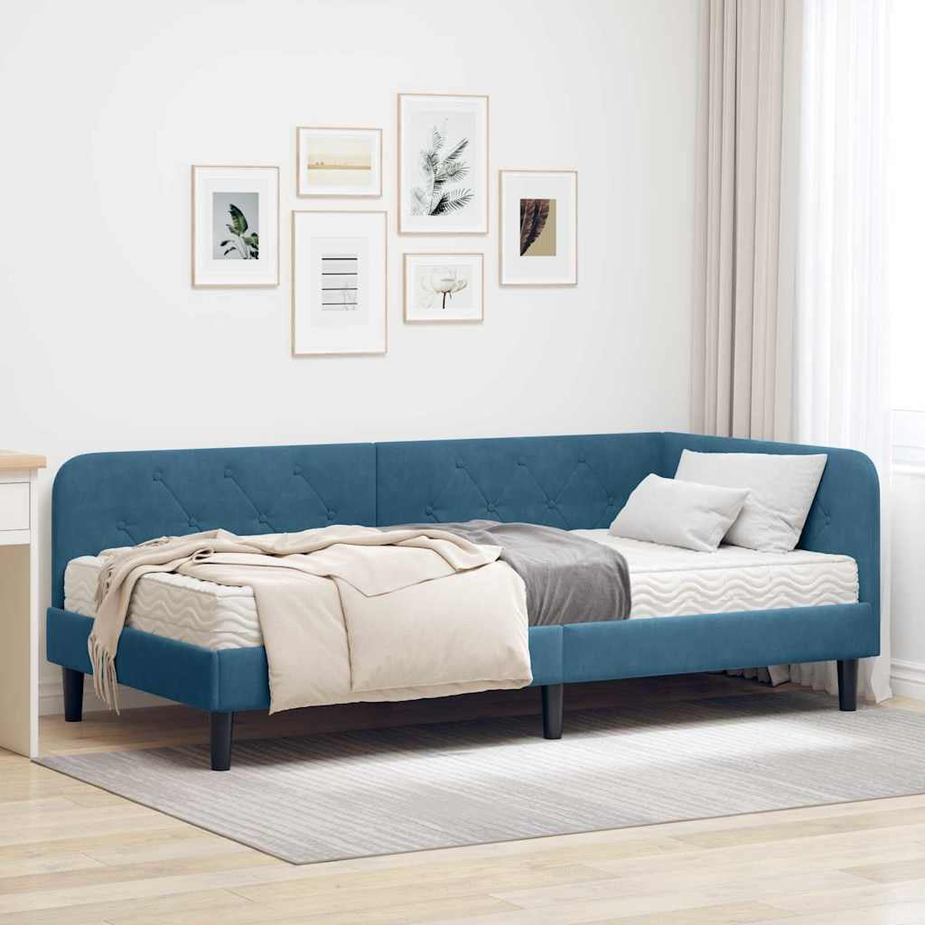Cadre de lit d’angle Bleu 100 x 200 cm Velours - XIOS