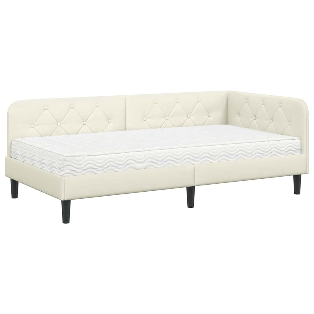 Cadre de lit d’angle Crème 90 x 190 cm Velours - XIOS