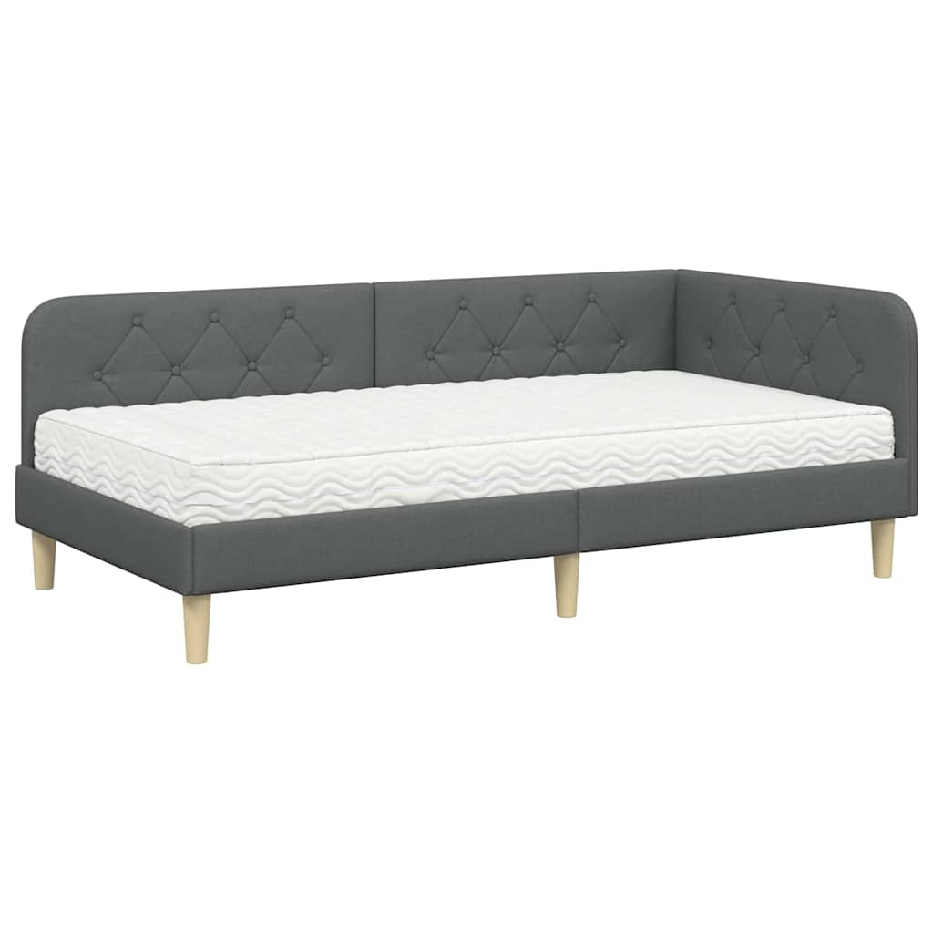 Cadre de lit d’angle Gris foncé 100 x 200 cm tissu - XIOS