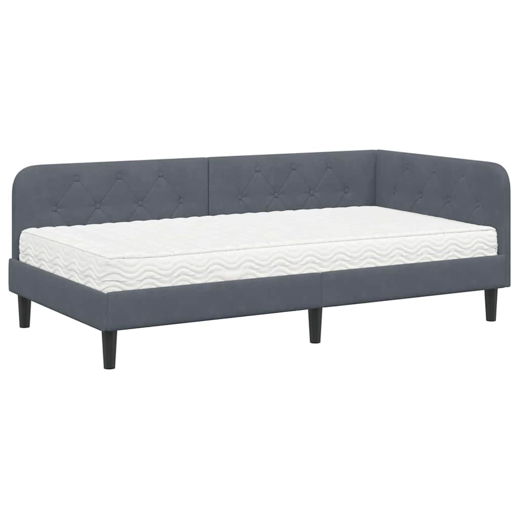 Cadre de lit d’angle Gris foncé 90 x 200 cm Velours - XIOS