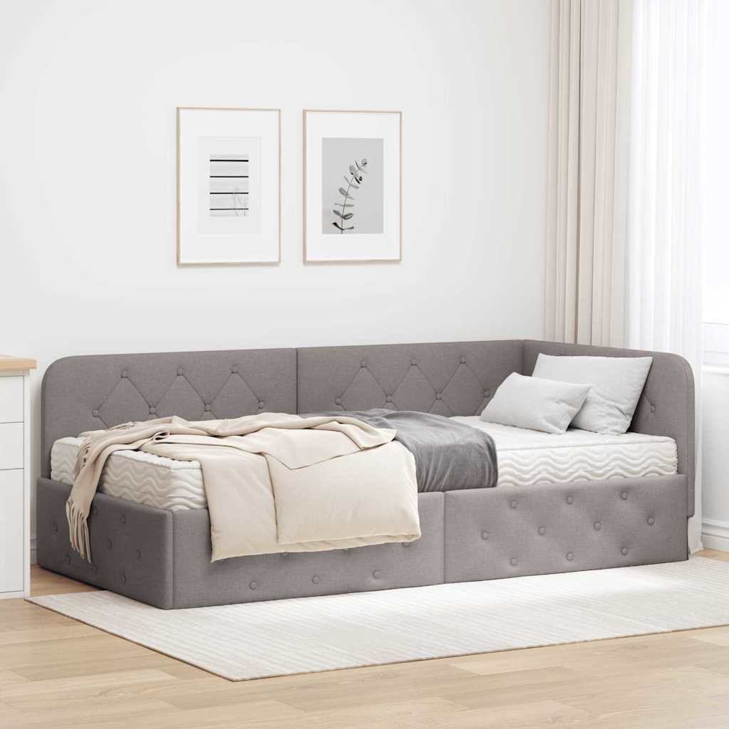Cadre de lit d’angle Taupe 100 x 200 cm tissu - XIOS
