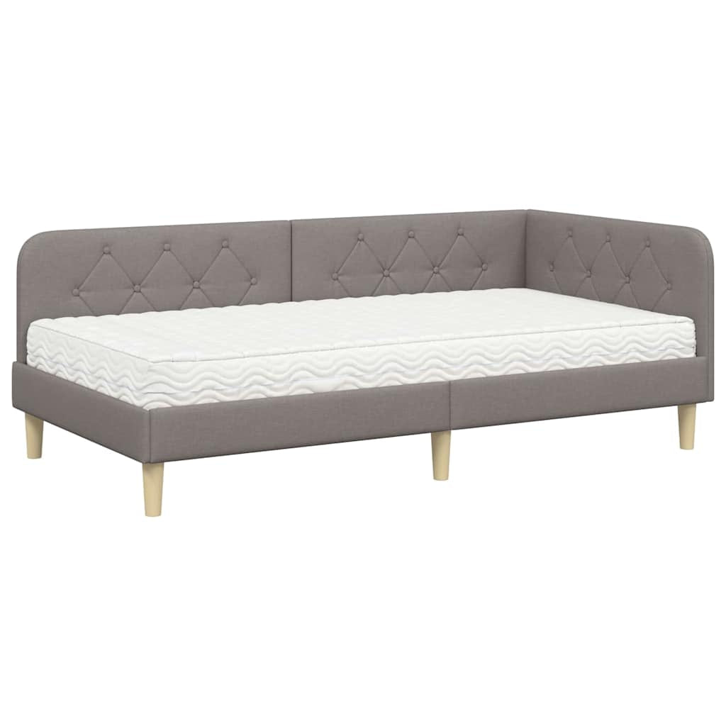 Cadre de lit d’angle Taupe 90 x 190 cm tissu - XIOS