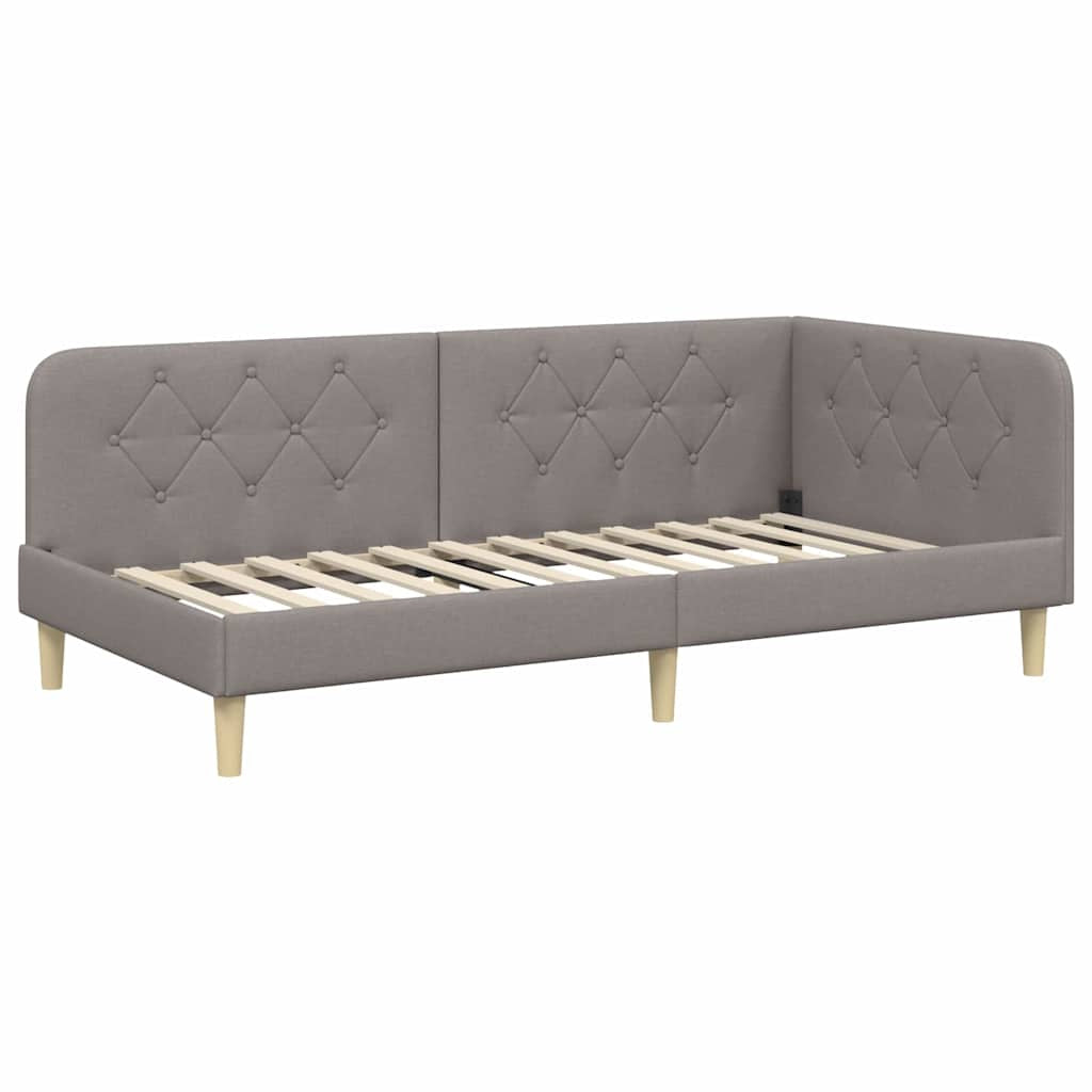 Cadre de lit d’angle Taupe 90 x 200 cm tissu - XIOS