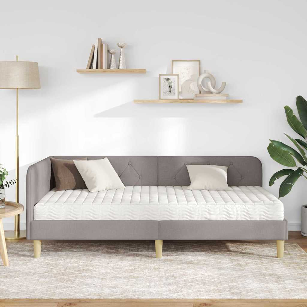 Cadre de lit d’angle Taupe 90 x 200 cm tissu - XIOS