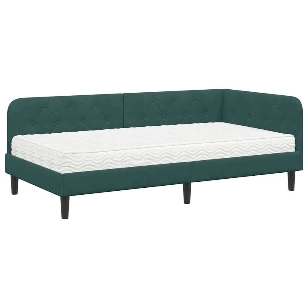 Cadre de lit d’angle Vert foncé 100 x 200 cm Velours - XIOS