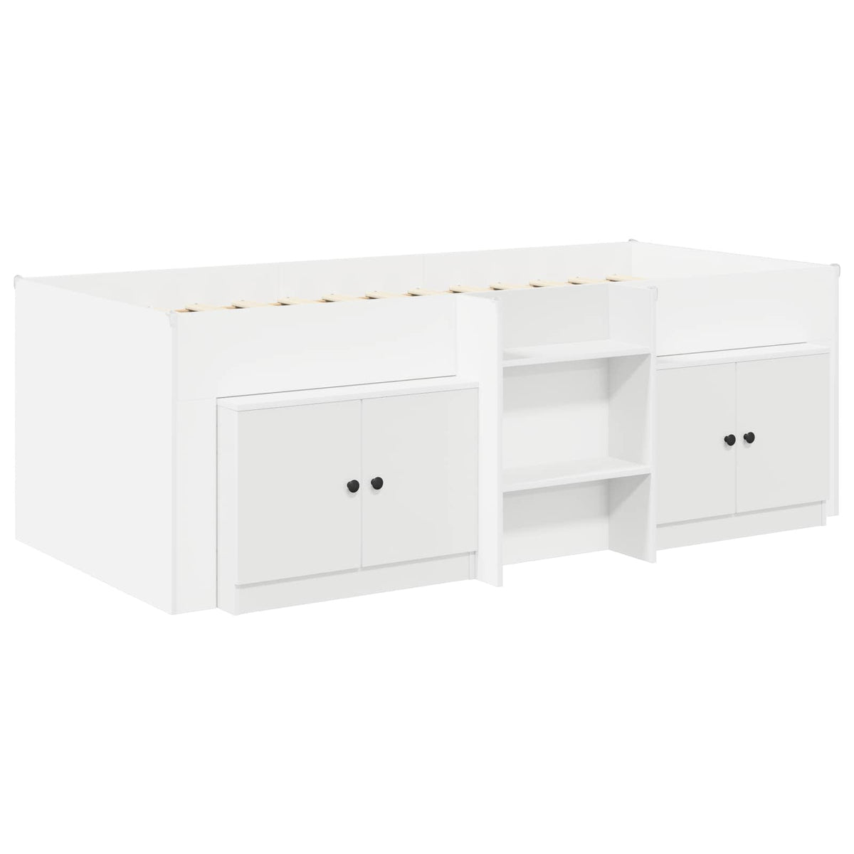 Cadre de lit en loft avec armoire 3 pc Blanc Bois d'ingénierie - XIOS