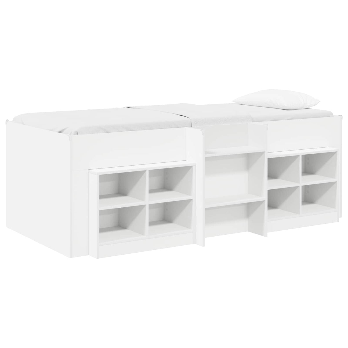 Cadre de lit en loft avec armoire 3 pc Blanc Bois d'ingénierie - XIOS