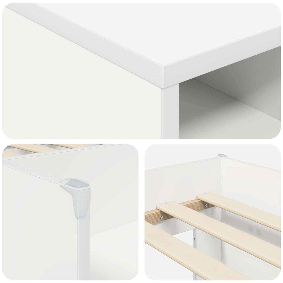 Cadre de lit en loft avec armoire 3 pc Blanc Bois d'ingénierie - XIOS