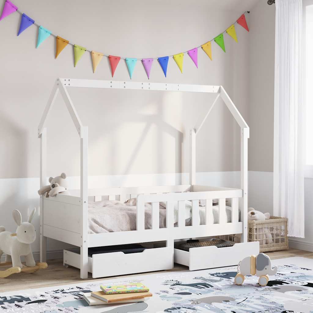 Cadre de lit enfant avec tiroirs sans matelas 80x170 cm bois - XIOS